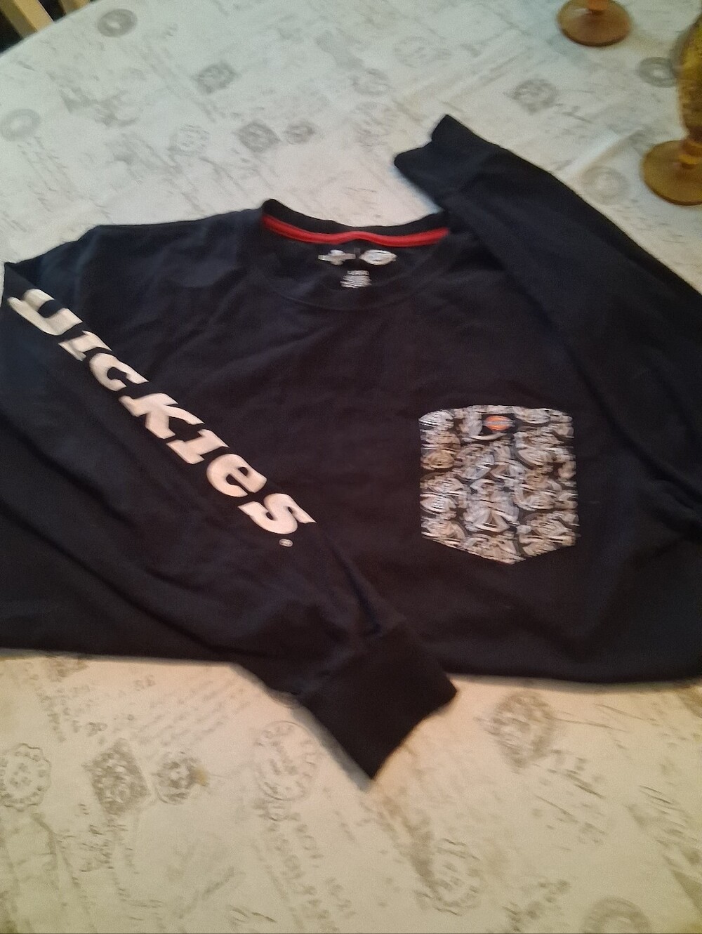 Dickies Black Crewneck Sweatshirt with Patterned Chest Pocket